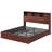 Farmhouse Wood Bed Frame with Bookcase Storage Headboard, 5 Drawers & LED Lights, Grey Wooden Platform Bed with Charging Station, Barn Door Design, No Box Spring Needed-370782391-400191142