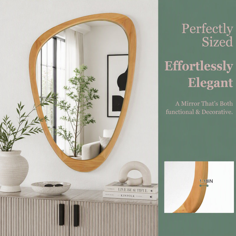 Miroir décoratif irrégulier, 20 po x 30 po, Chêne