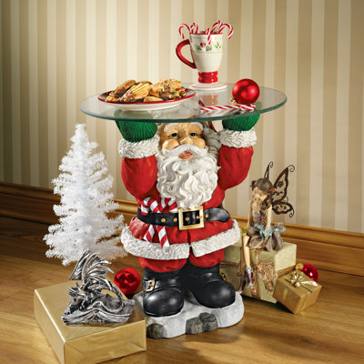 Grande table de bout en verre père Noël 21,5 po