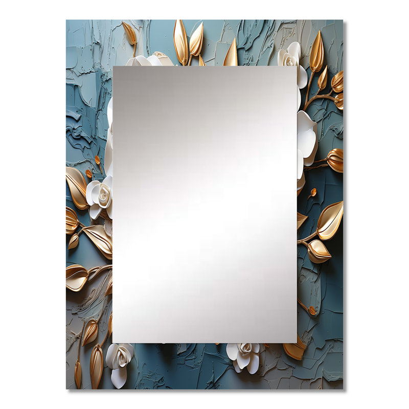Miroir mural blanc et doré, 32 po x 24 po