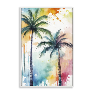 Paint Splash Palms Framed Giclee Art by Kim Allen