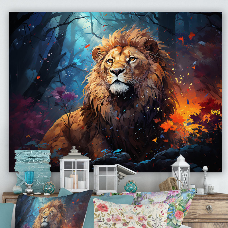 «Lion Vivid Majesty I» sur toile, Toile tendue, H 12 po x l 20 po x P 1 po