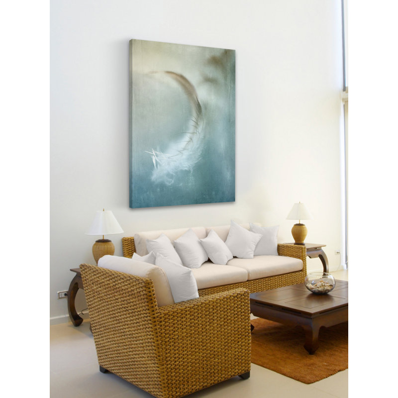 "Wind Blown Feather" Print on Wrapped Canvas, 24" H x 16" W x 1.5" D