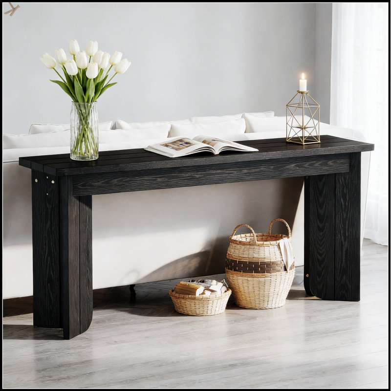 Table de couloir en bois rustique avec clôture en piquets, parfaite pour ajouter charme et fonctionnalité à n'importe quel vestibule ou salon.