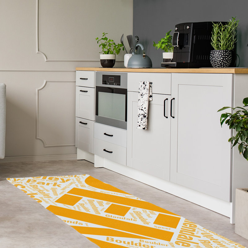 Tapis de zone orange à tissage plat poils longs, Tapis de couloir 2,5 pi x 8 pi