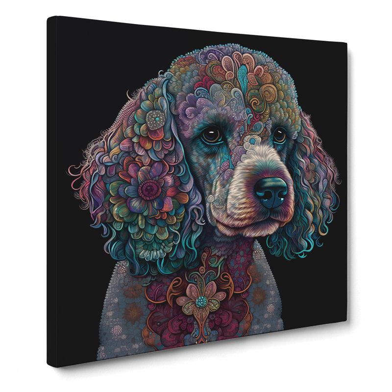 Poodle Paisley Art - Wrapped Canvas