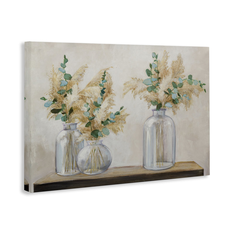 Pampas et eucalyptus, art mural par Julia Purinton, H 20 po x l 30 po