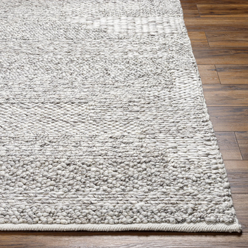 Becali Handmade Hand Woven Light Gray Rug, Rectangle 5' x 7'6"