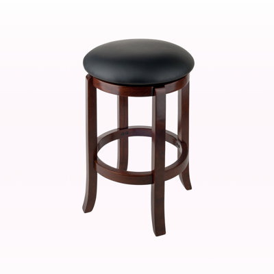 Maria Black and Brown Cushioned Swivel Seat Counter Stool, 24.06'' H, 16.84'' W, 16.68'' D