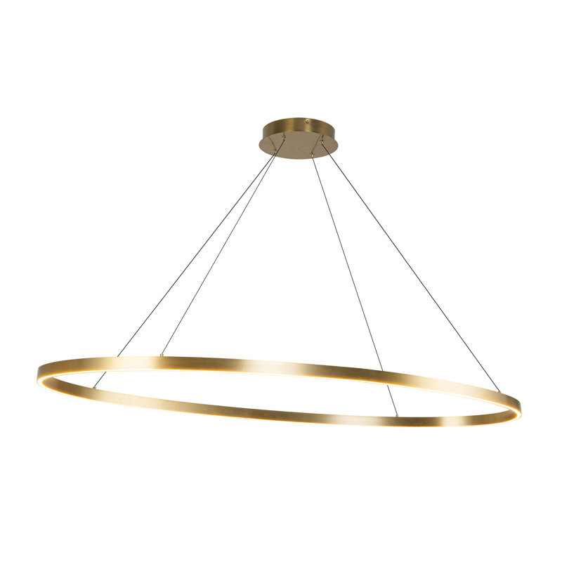 Ovale 1 - Light LED Pendant, Brushed Gold, 1.5" H x 53.25" W x 27.625" D