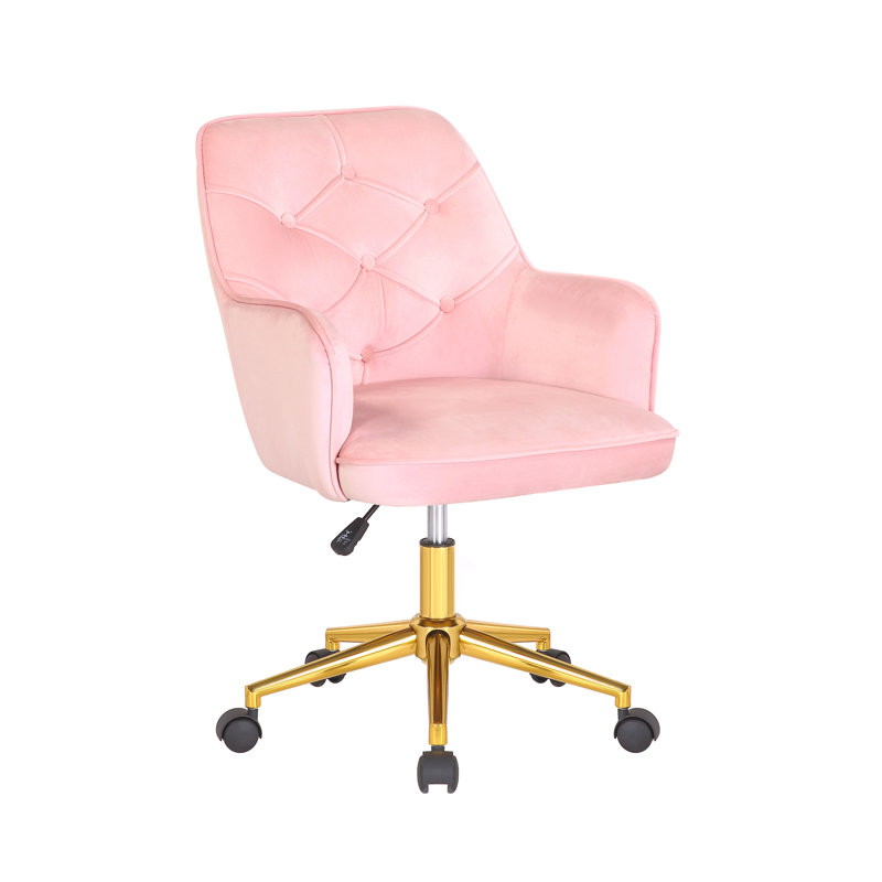 Chaise de bureau en velours Samatha, Velours rose