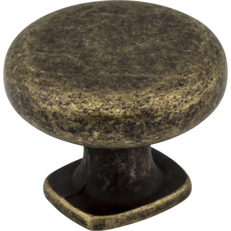Belcastel I 1 3/8" Diameter Mushroom Knob, Distressed Antique Brass