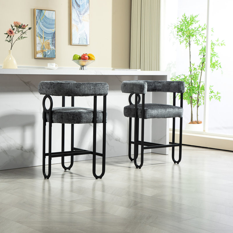 Chaises de bar modernes à coussins épais, Gris