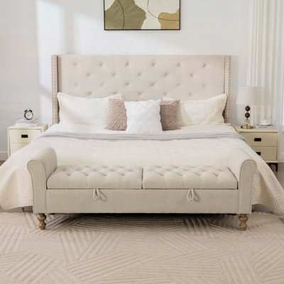 Spacious Storage Benches, Polyester Wood Modern Bedroom Entryway