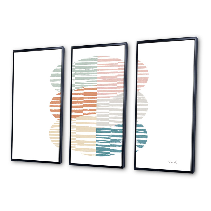 «Watercolor Geometric Triangle I», ensemble d'art mural encadré moderne sur toile Mid-Century, H 28 po x l 36 po x P 1 po