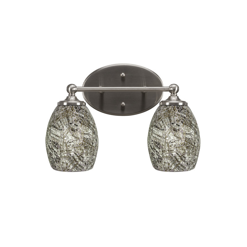 Bar Capri Light pour salle de bain avec verre fusion naturel, Nickel brossé, 2