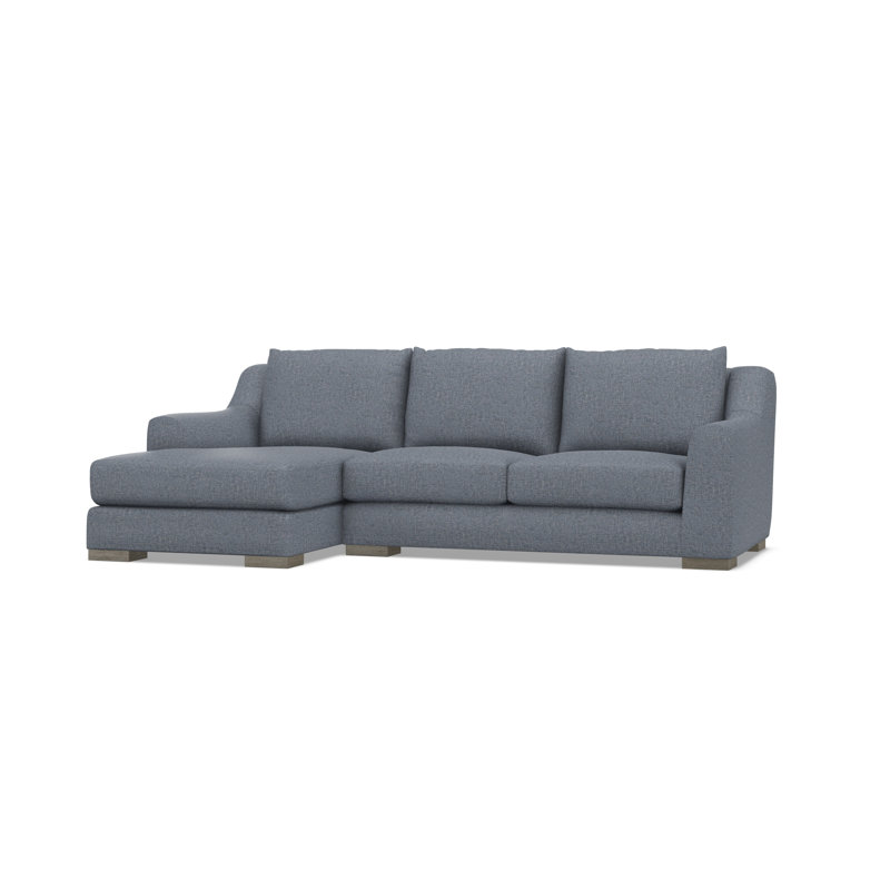 Gabi 3-Piece Fabric Sectional, Teal Polyester, 35" H x  105" W x 63.5" D, Left Hand Facing