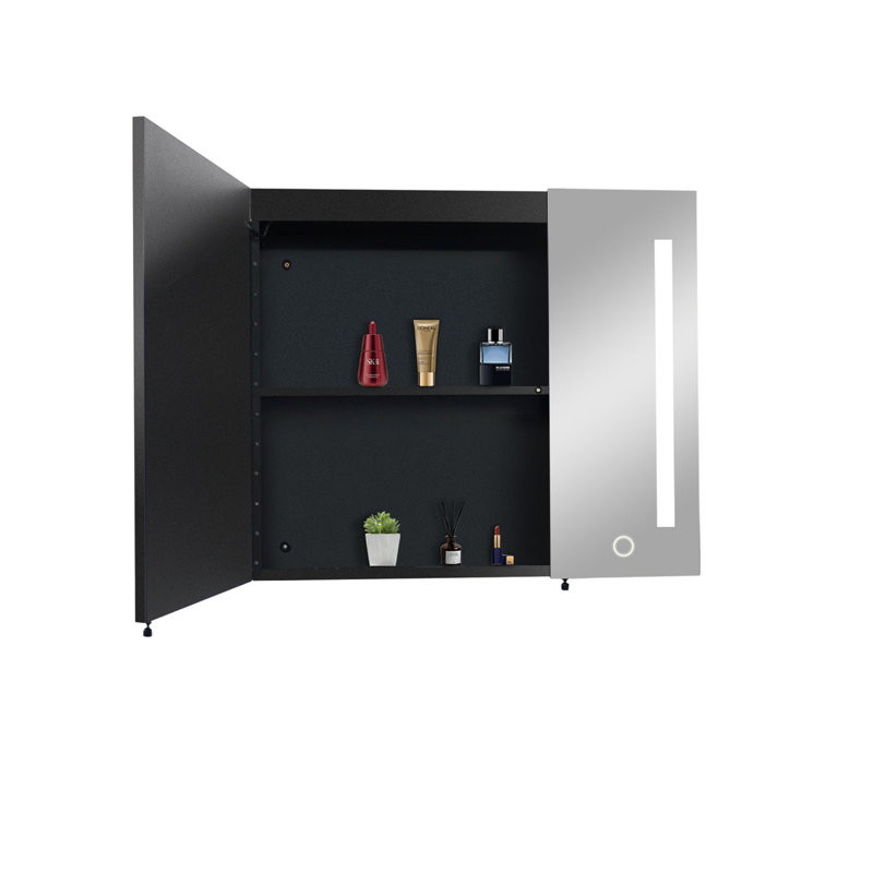 30X26 Inch Black LED Mirror Medicine Cabinet Surface, Defogger, Anti-Fog,Dimmable Lights Brightness Memory