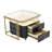 2-in-1 Square Nesting Coffee Table with Wheels & Drawers, Stackable Side Table with High Gloss Marble Grain Top, End Table Set with Brown Tempered Glass for Living Room, -1168859218