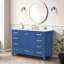 Meuble-lavabo autoportant 48 po avec comptoir 48 po, armoire de rangement en bois massif bleu