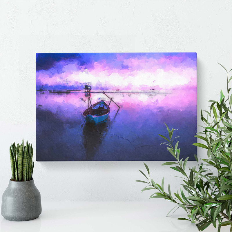 Vacant Rowboat Upon The Lake In Abstract - Wrapped Canvas, 40cm H x 60cm W x 3cm D