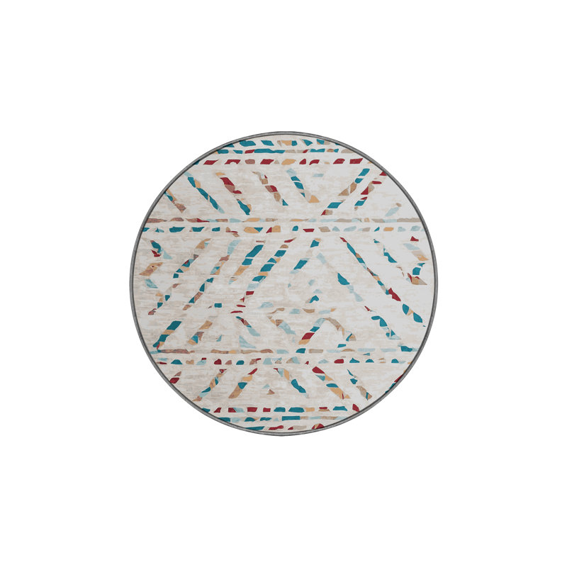 Machine Washable Gray Area Rug, Round 4'