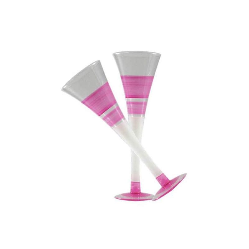 Flûte en verre Cottage Retro Stripe, Rose