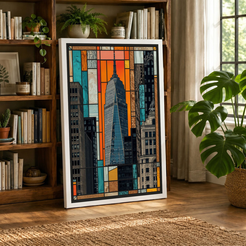 Urban Grid Modern - Wrapped Canvas, 30x20 - 76.2 x 50.8 cm, Taupe Border