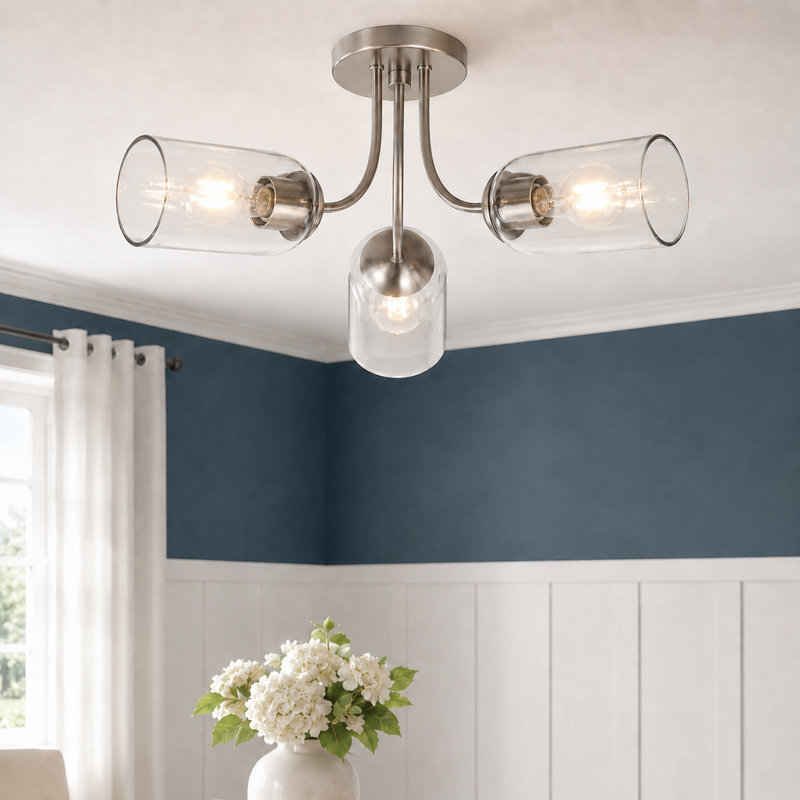 3-Light Dimmable Semi-Flush Mount Lighting