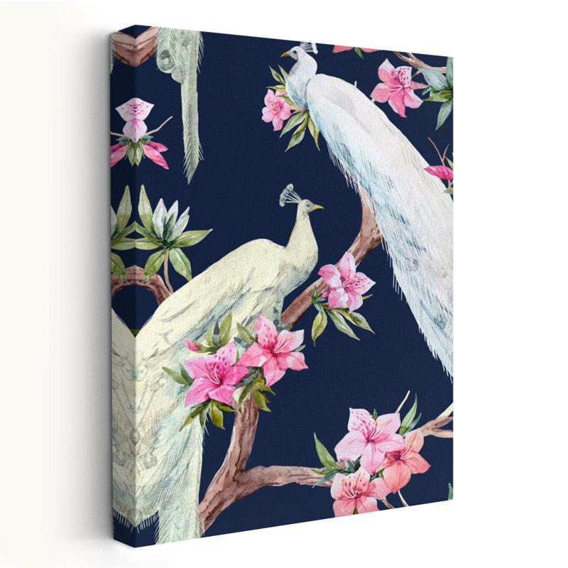 Paradis oiseaux II - animaux oiseaux paons, H 60 po x l 40 po