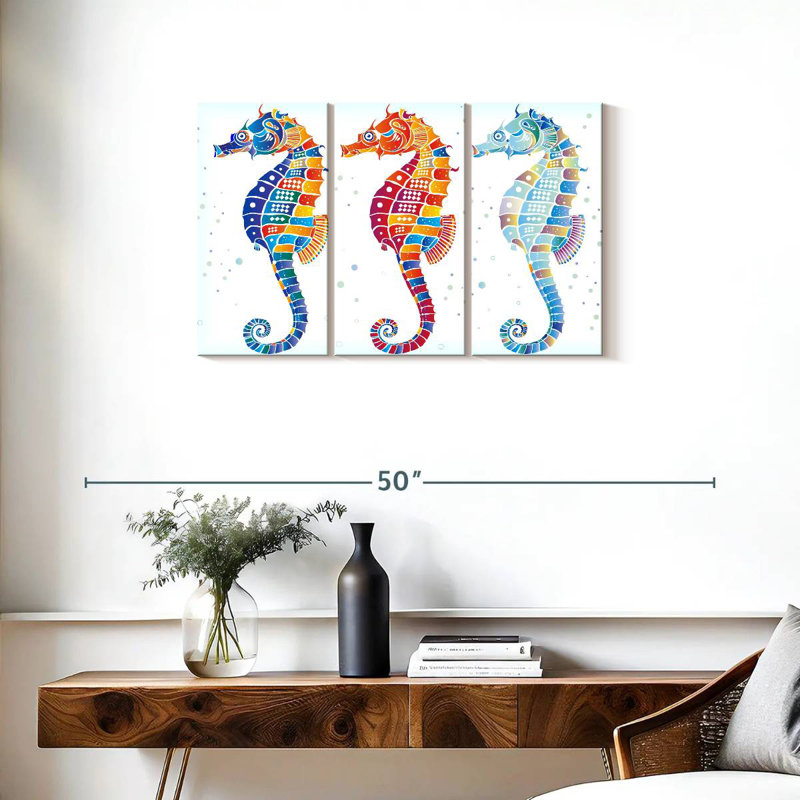Trio d'hippocampes, H 20 po x l 33 po