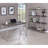 Rustic Grey Herringbone Bookcase With Full-Length Shelf
