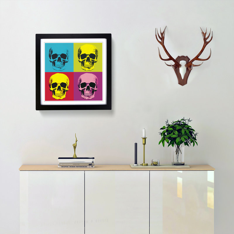 Skull Pop Art - Framed Print, Black