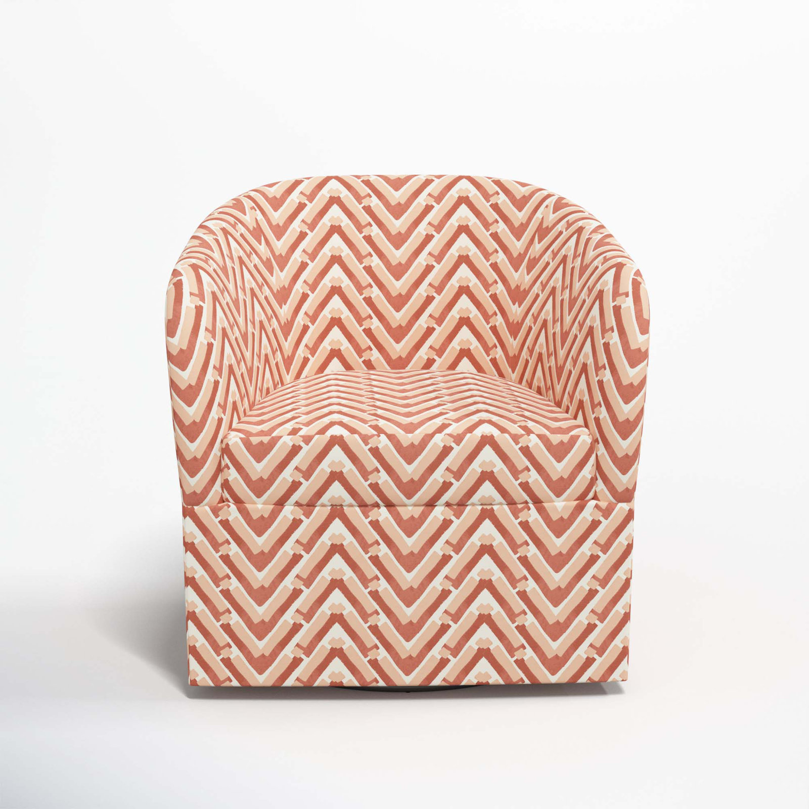 Lesia Upholstered Swivel Barrel Chair, Stroke Peach Chevron