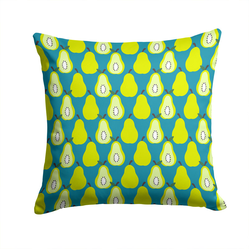 Coussin décoratif intérieur/extérieur poiriers, Bleu / vert, 14 po x 14 po