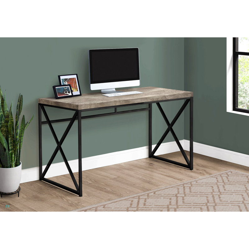 Bureau d'ordinateur, bureau personnel, ordinateur portable, travail, stratifié beige, métal, contemporain, moderne