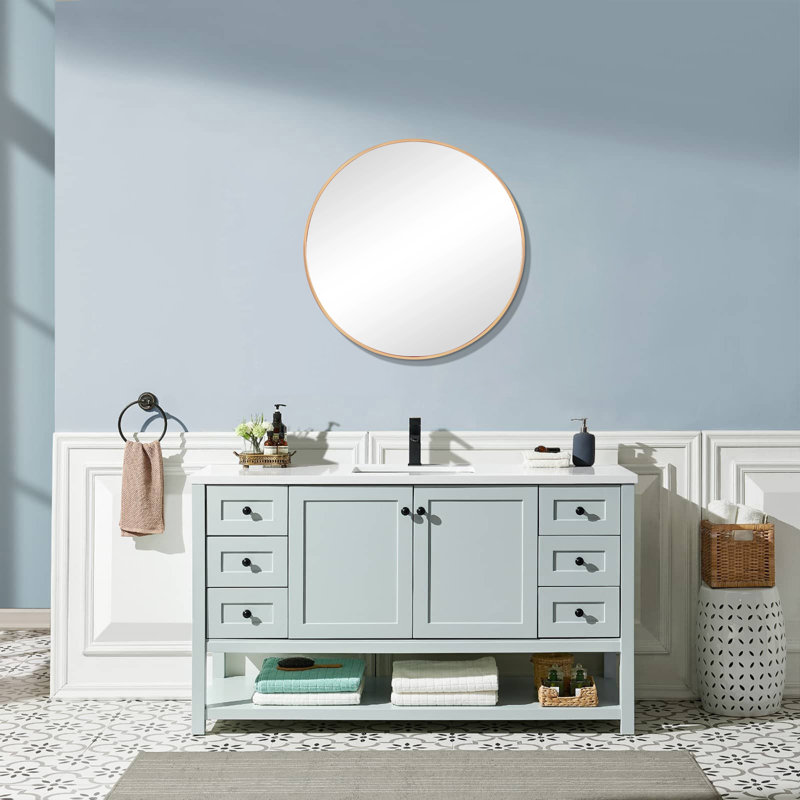 Miroir de salle de bain mural Lundys, 24 po x 24 po, Or