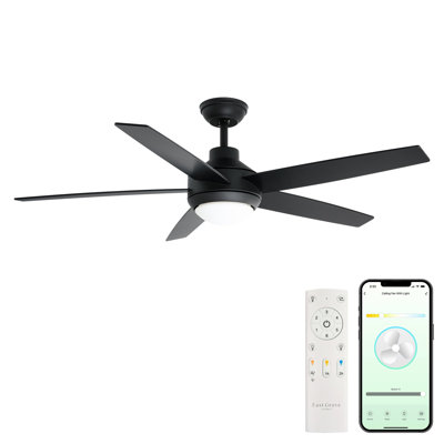 Airvana Collection Smart 5-Blade 52in Ceiling Fan 2700K-6000K CCT Selectable LED Light Kit with Remote Control in  Works With iOS or Android App