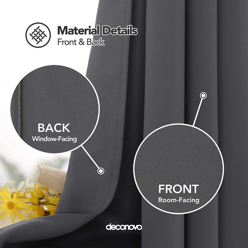 Borunda Room Darkening Curtain Single Panel, 52" W x 84" L, Dark Grey