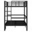 Twin XL over Twin XL size pull-out Metal Bunk Bed, lower bunk can be pulled out in three sections, top bunk equipped with safety rails, black