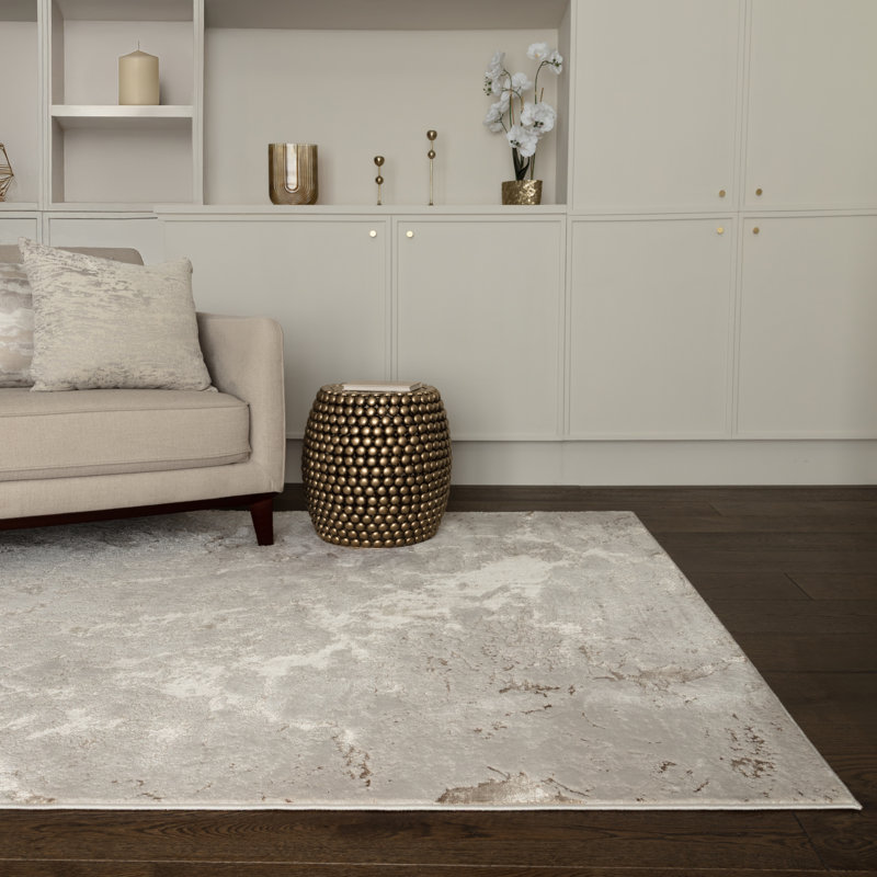 Aurora AU16 Strata Metallic Beige Area Rug, Rectangle 200 x 290cm