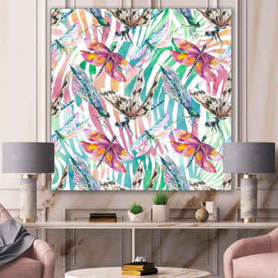 Libellule exotique sur fond tropical - reproduction d'art sur toile