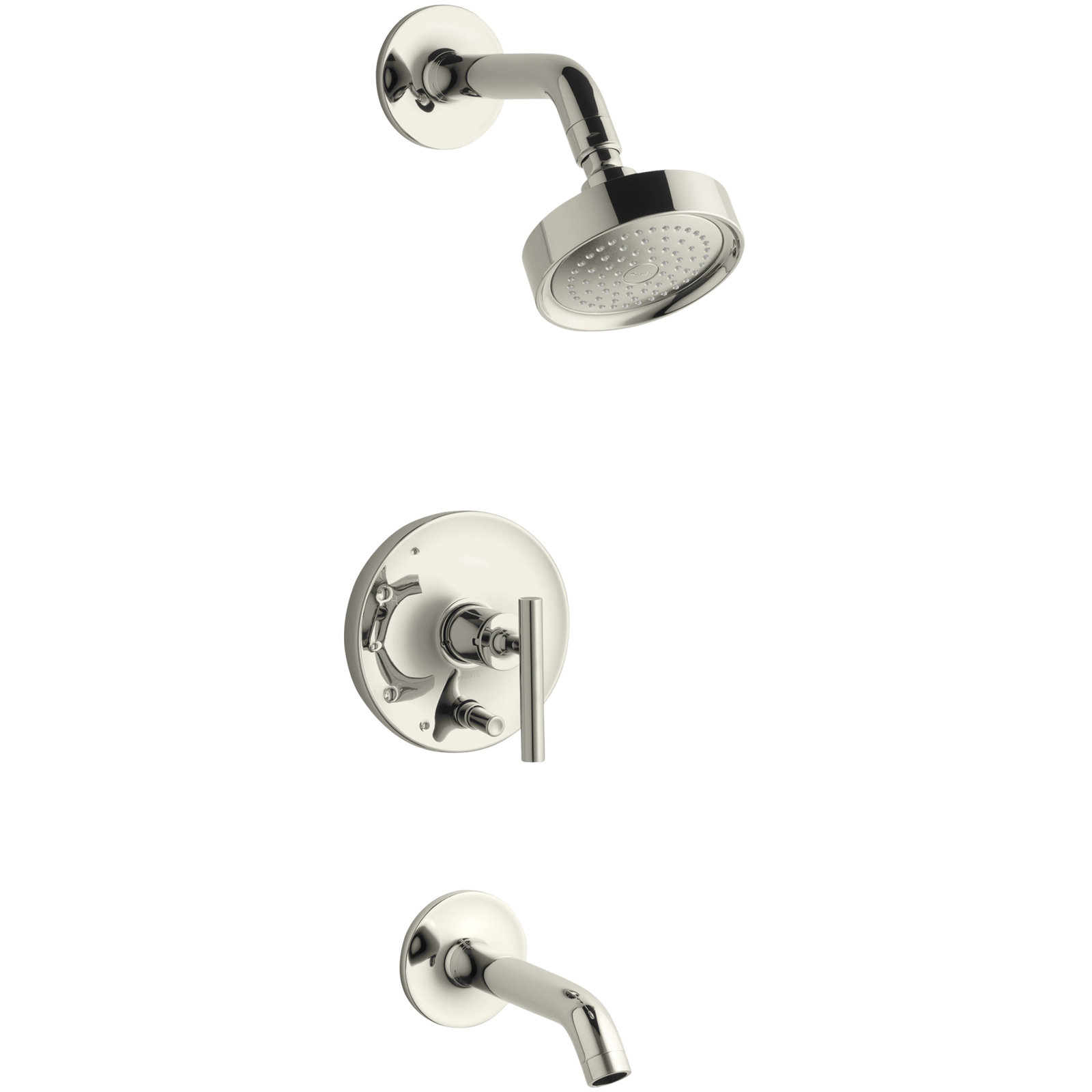 Purist Pressure-Balancing Thermostatic Tub and Shower Faucet, Vibrant Polished Nickel, Lever Handle, 2.5 GPM