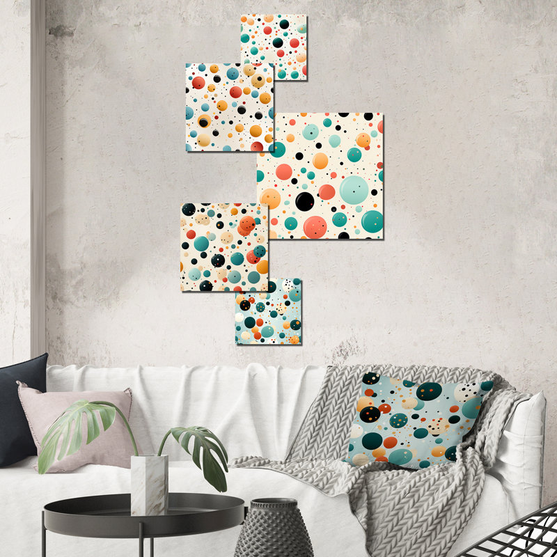 Ensemble de 5 décorations murales à pois Clancie