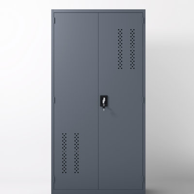 Armoire de rangement en acier gris 71,98 pouces avec 2 portes et 4 tablettes réglables pour les garages, les bureaux à domicile, les portes d'économie d'espace faciles à assembler, l'intérieur des bureaux, les garages