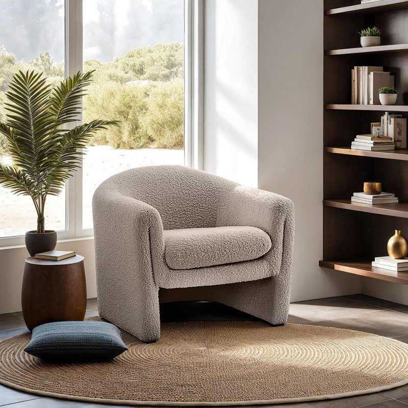 Chaise d'appoint contemporaine l 33,4 po, champignon, Gris