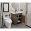 Meuble-lavabo antique brun avec lavabo en céramique, style Mid-Century pour salles de bain modernes
