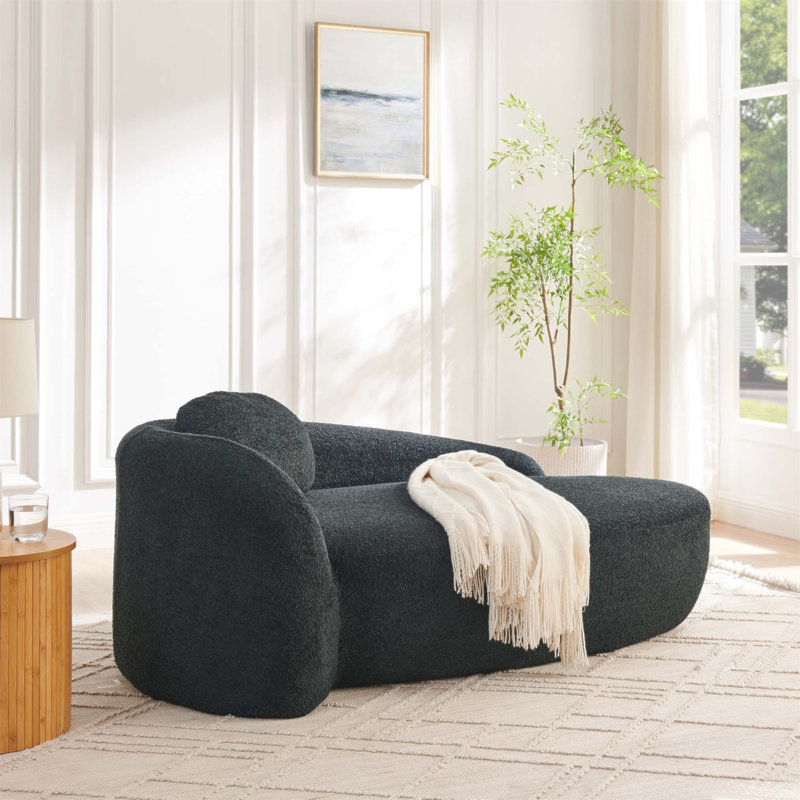 Canapé-lit moderne simple ovale avec dossier intégré, accoudoirs latéraux et coussin, chaise longue compacte pour le salon et la chambre à coucher