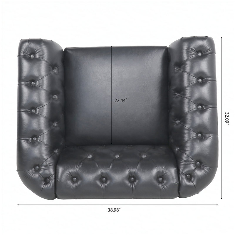 Fauteuil d'appoint pour salon, Similicuir noir, Noir