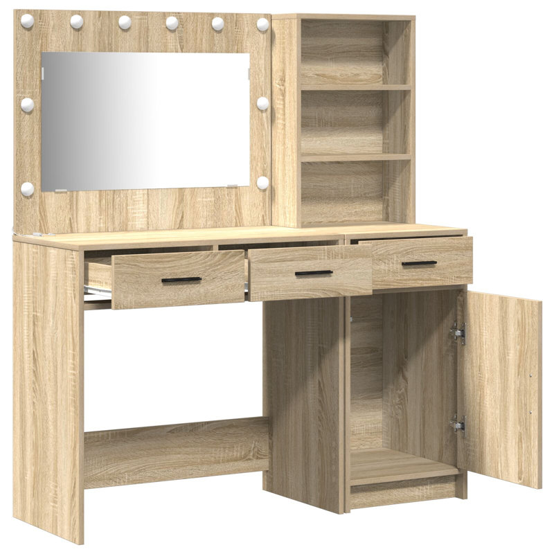 Set Of 2 Engineered Wood Dressing Table, Sonoma Oak